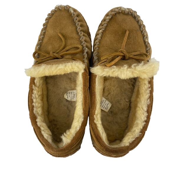 Women's L.L. BEAN Size 8 Medium Shearling Lined Suede Slippers Moccasins Loafers - Picture 4 of 14